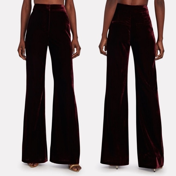 NWT VERONICA BEARD Lebone Flared Velvet Pants Size 10 Dark Red burgandy - Picture 7 of 8